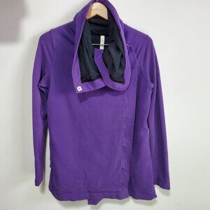 LULULEMON Savasana Wrap Cardigan Sweater Shawl Jacket Coat Purple Black Womens 8